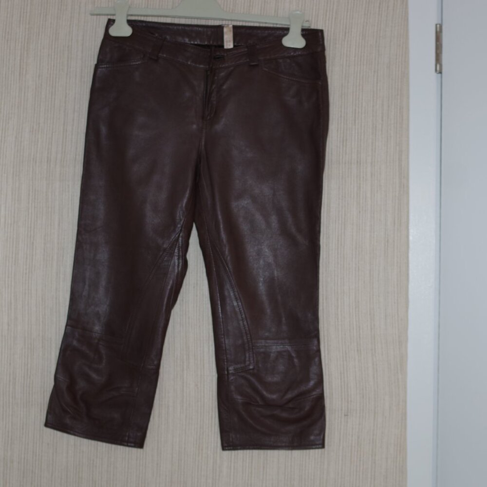 Oui moments leather Brown Cropped Pants Size:6